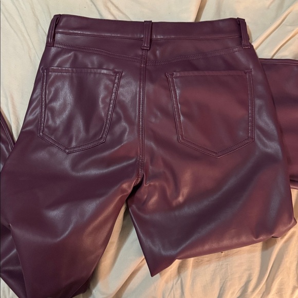 Daze Faux Leather Pants in Burgundy - Picture 3 of 3